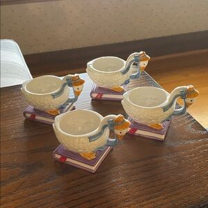 DEPT 56 Storybook Mother Goose 4 Tea Cups Only Ceramic VINTAGE